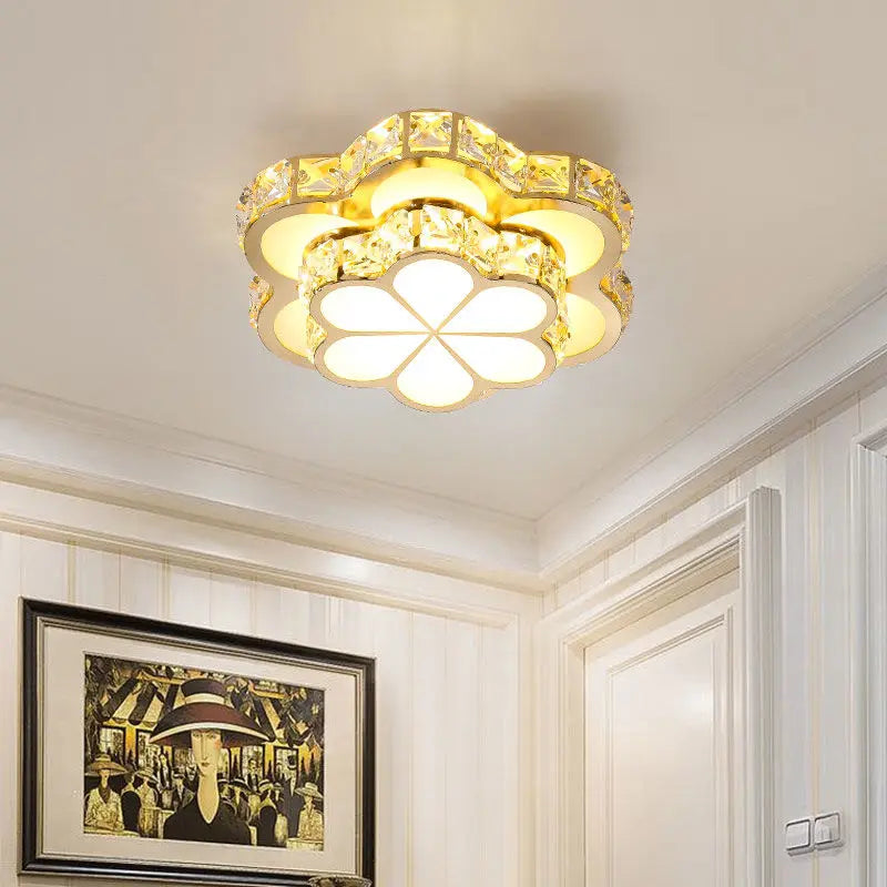 Intelligente LED-Deckenleuchte mit modernem Kristall-Blumenmuster - vue 3 sur 12