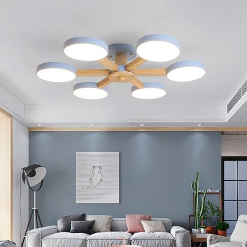 plafonnier led en bois pour une ambiance chaleureuse et moderne - vue 6 sur 6