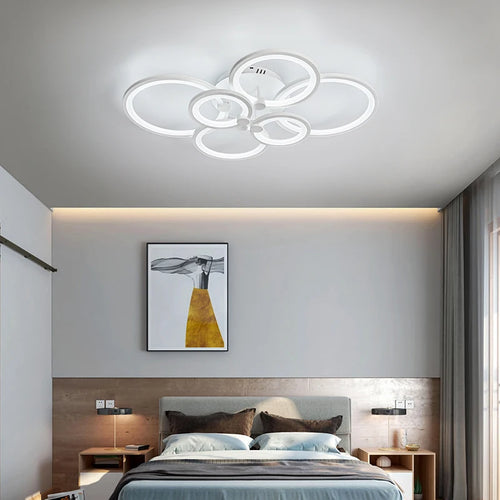 lustre moderne à anneaux circulaires avec éclairage led - vue 5 sur 14