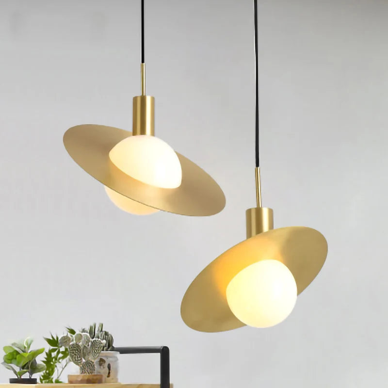 Moderne LED-Pendelleuchte aus Metall in Gold E27 für Schlafzimmer, Küche, Wohnzimmer und Arbeitszimmer - vue 3 sur 12