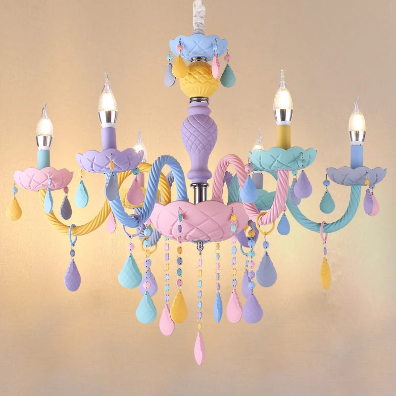 Lustre arc-en-ciel pour enfants style macarone kawaii led