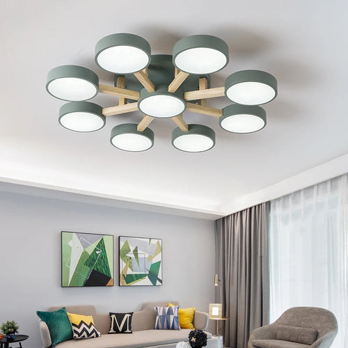 LED-Deckenleuchte modernes Design aus Acryl und Holz Molekularform - vue 3 sur 11