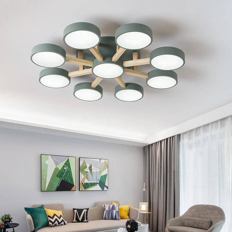 LED-Deckenleuchte modernes Design aus Acryl und Holz Molekularform - vue 3 sur 11