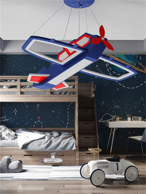 Kinder-Pendelleuchte in Flugzeugform für das Kinderzimmer - vue 4 sur 7