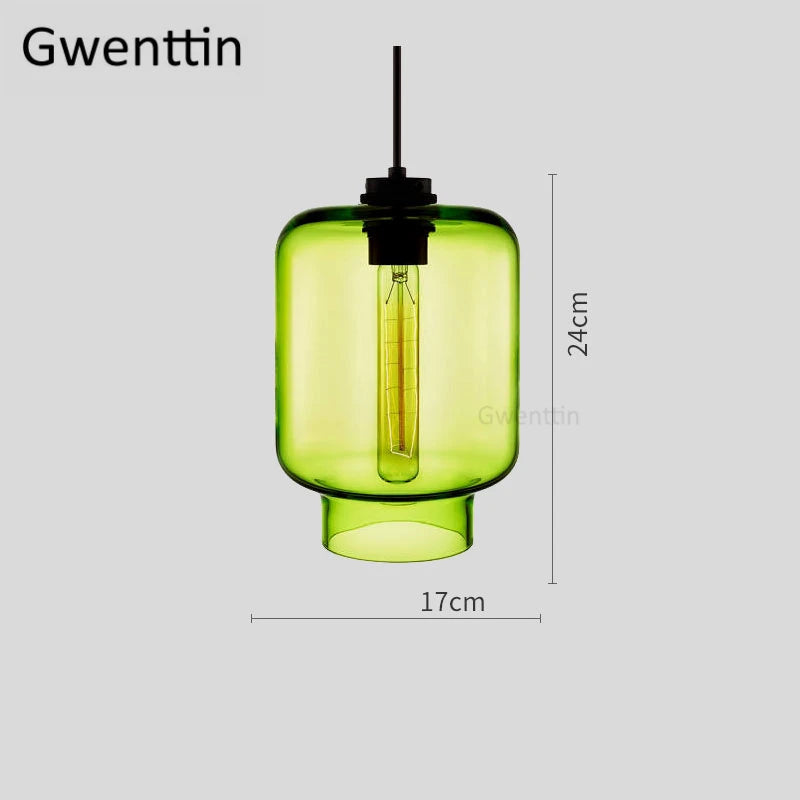 Moderne Pendelleuchte aus gefärbtem Glas für die Innendekoration - vue 27 sur 30