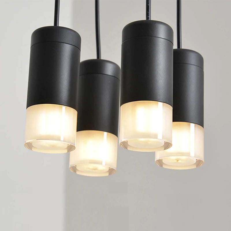 Postmoderne Long lustre noir Design Led Wireflow lustres salle à manger hall Loft maison décorer escalier lumière rustique - vue 6 sur 6