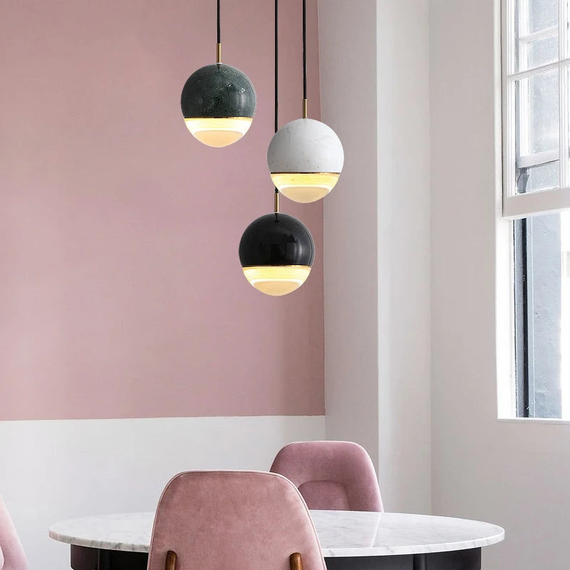 Suspension en marbre à led style nordique pour espaces modernes