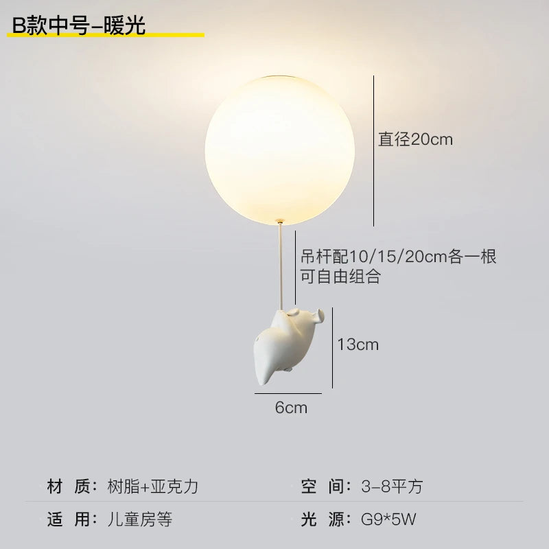 plafonnier led cochon volant pour décoration enfants - vue 15 sur 16