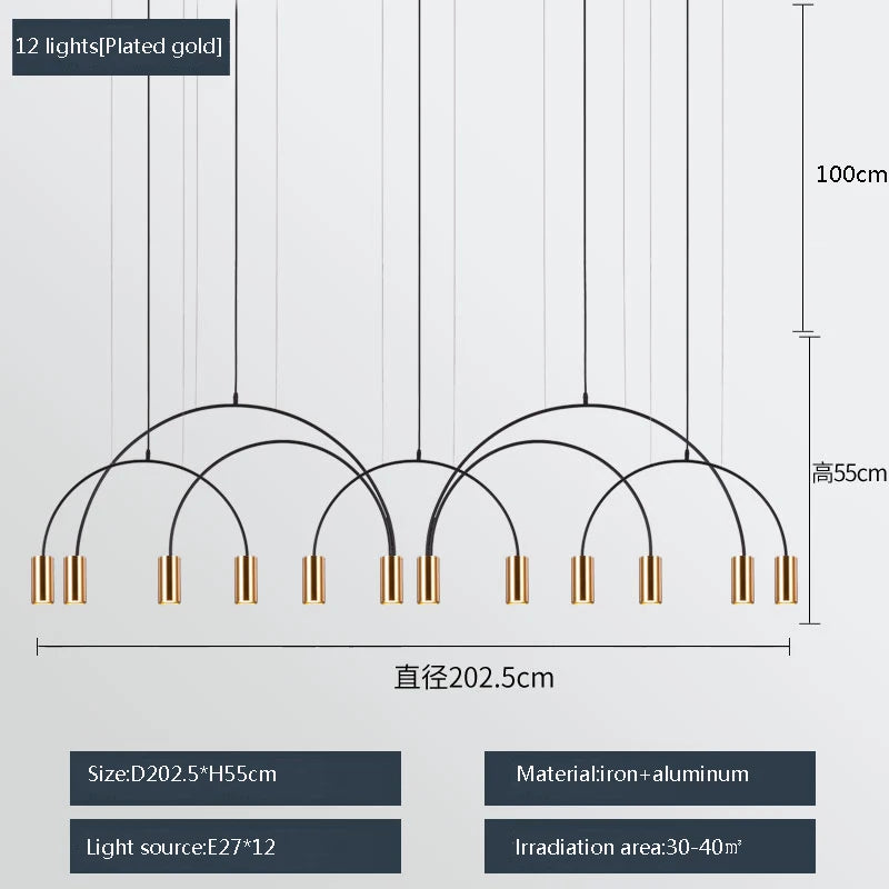 Moderne Pendelleuchte mit drei Köpfen, kreatives und elegantes Design