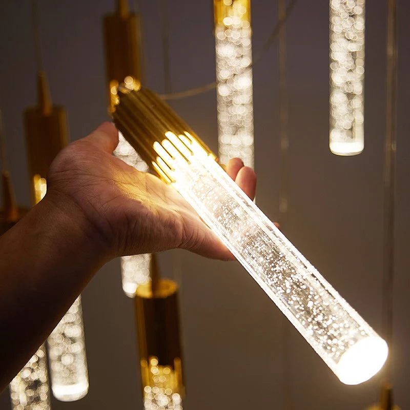 Lampe suspension cristal luxe télécommande alu 220V LED - vue 5 sur 14