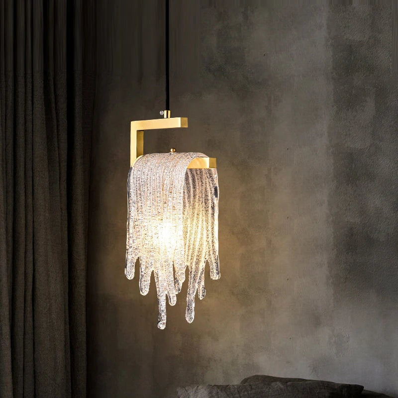 suspension en verre et cuivre style nordique moderne pour intérieur décoratif - vue 3 sur 6