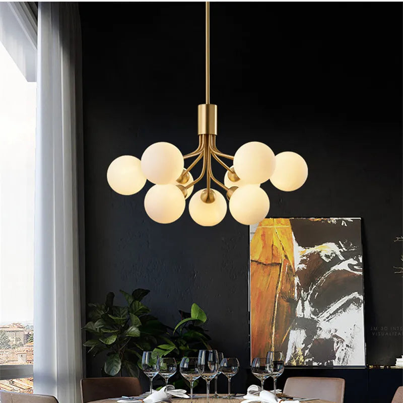 lustre apiales nordic led luxe boule de verre design moderne - vue 6 sur 14