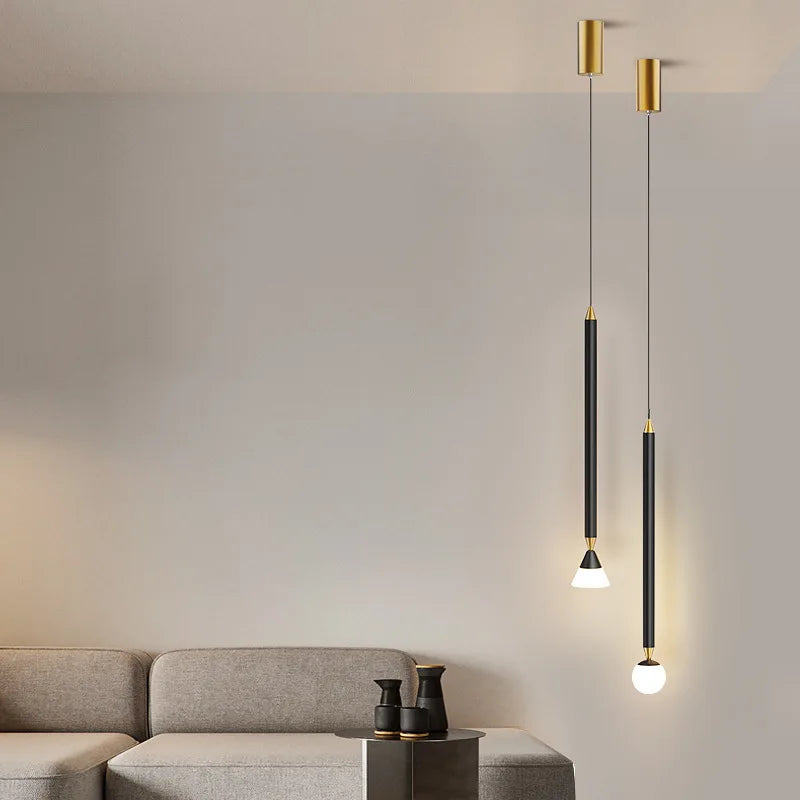 suspension créative simple avec long câble en verre et aluminium