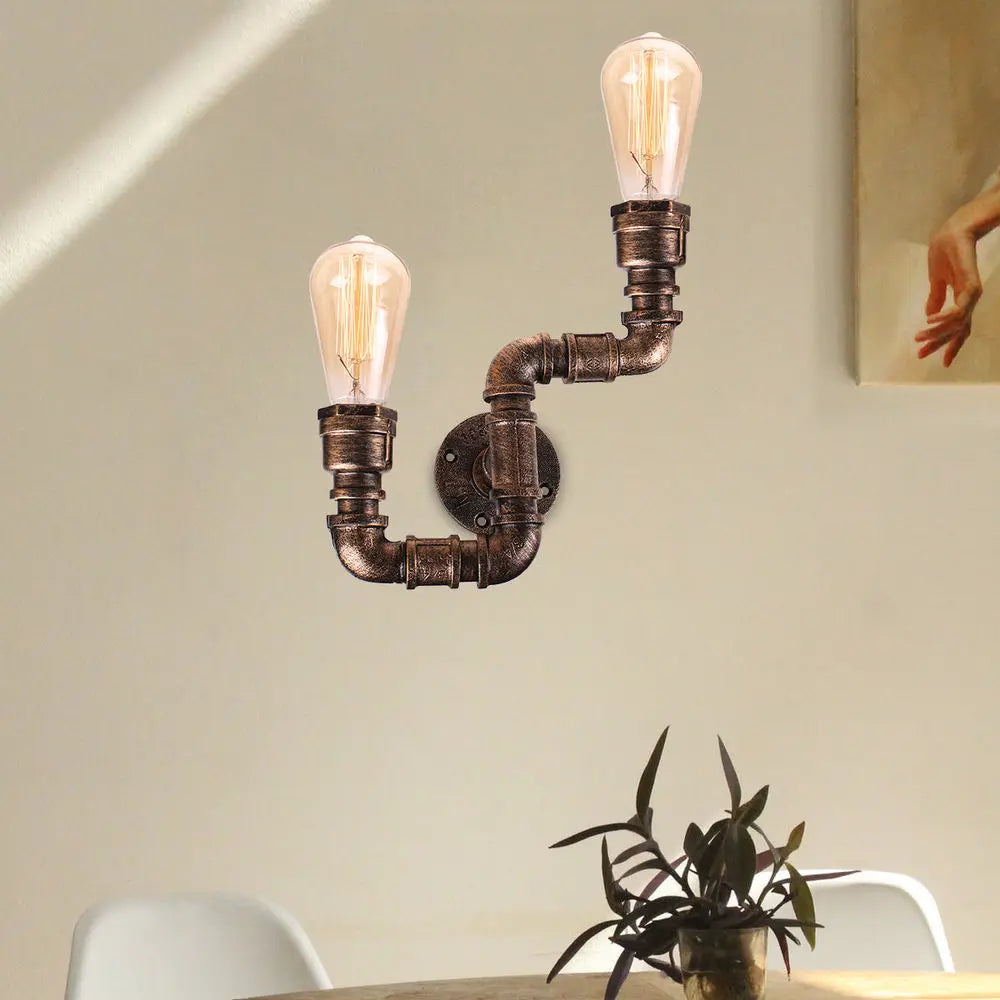 applique murale industrielle vintage loft 2 lumières pour bar - vue 7 sur 7