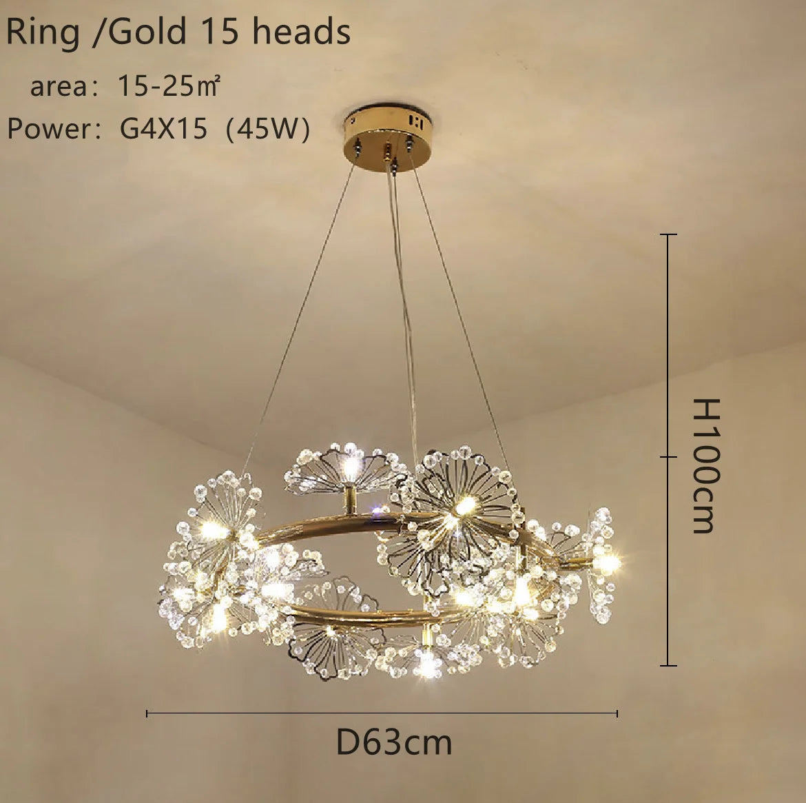 Moderner LED-Kronleuchter Luxus für die Innenbeleuchtung - vue 19 sur 19