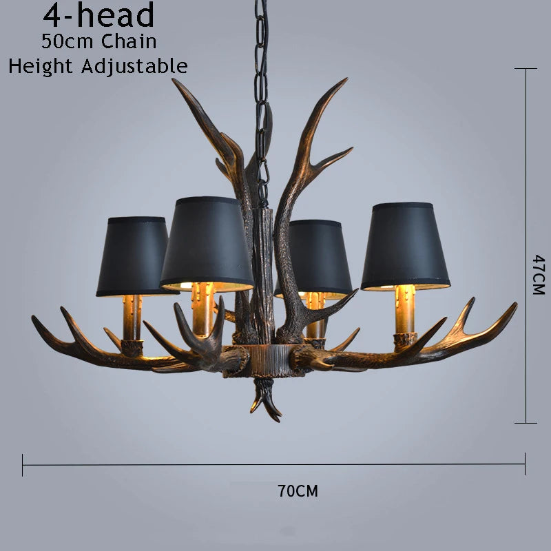 lustre vintage amérique pour café bar hôtel avec suspension deerhorn