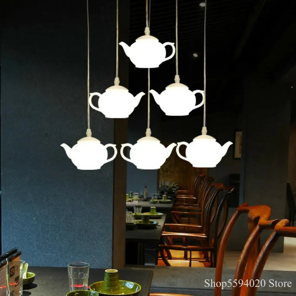 lustre créatif postmoderne en forme de théière décoratif suspendu - vue 2 sur 6