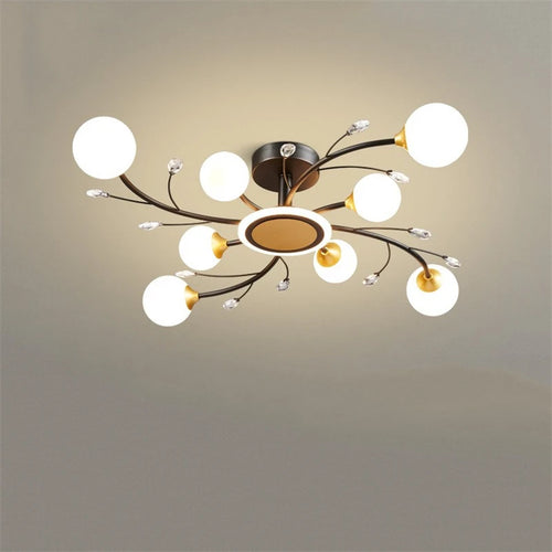 plafonnier moderne en verre de cristal vintage avec éclairage led