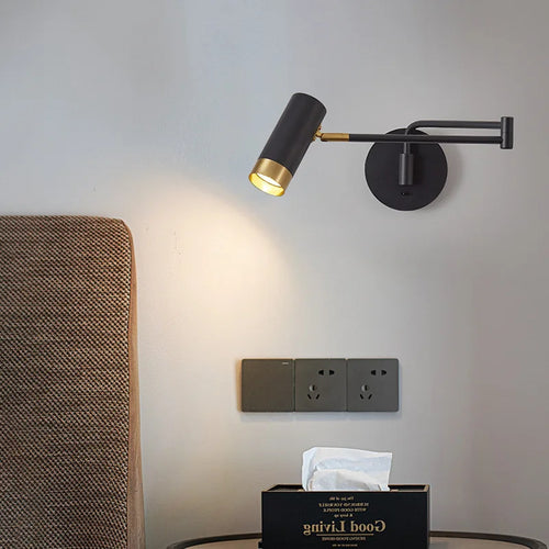 Ausziehbare Wandleuchte mit Schalter und schwenkbarem Arm für Leseecke - vue 3 sur 8