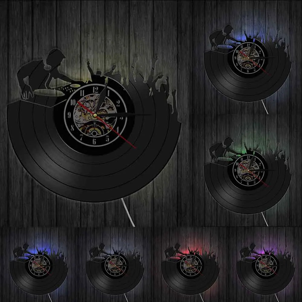 horloge murale 3d vinyle pour ambiance disco et soirée musicale - vue 6 sur 7