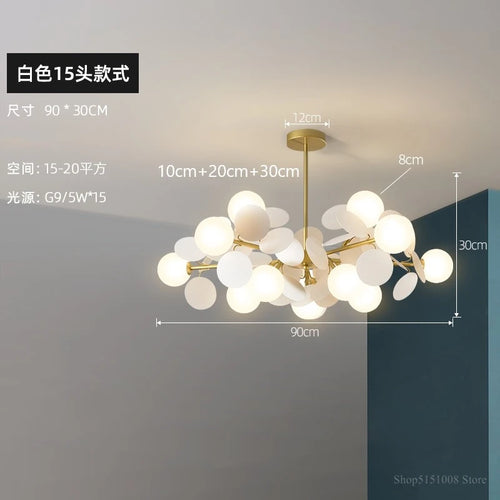 LED-Pendelleuchte im nordischen Design mit dekorativen Blumen aus Acryl - vue 12 sur 24