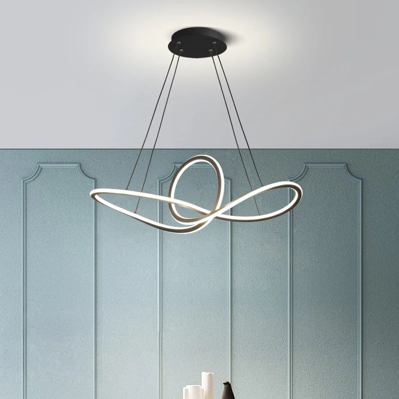 Kreativer LED-Kronleuchter aus Aluminium im nordischen postmodernen Stil - vue 3 sur 7