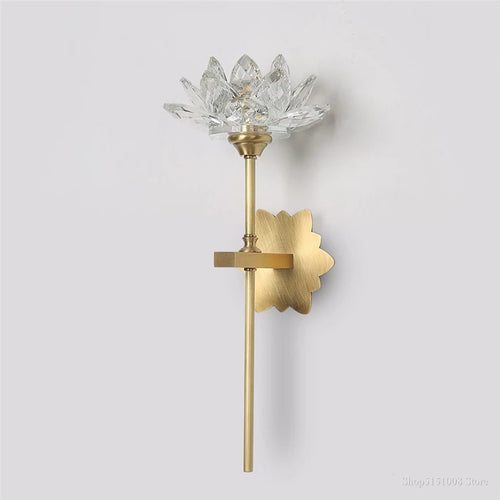 applique murale led de luxe en cristal style lotus chinois créatif