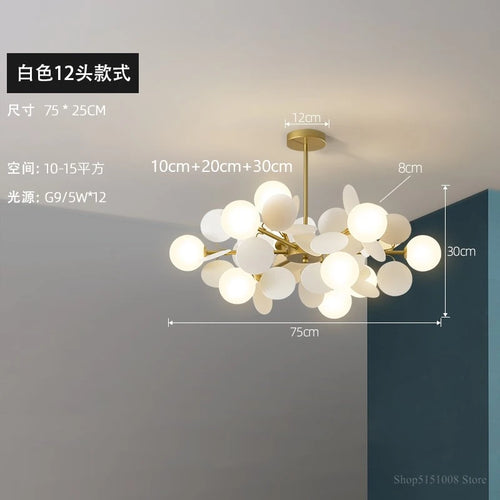LED-Pendelleuchte im nordischen Design mit dekorativen Blumen aus Acryl - vue 14 sur 24