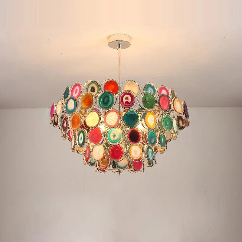 lustre design moderne en agate colorée pour intérieur - vue 7 sur 15