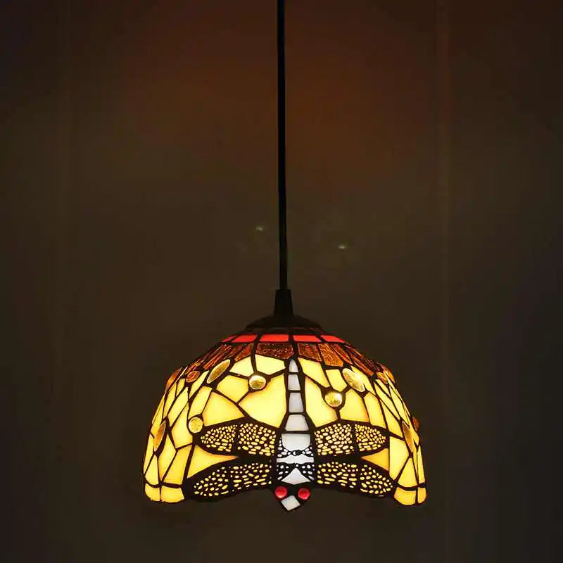 Tiffany-Kronleuchter aus Buntglas für dekorative, antike Beleuchtung - vue 15 sur 19