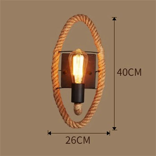 Wandleuchte aus Hanfseil im industriell-retro Vintage-Stil