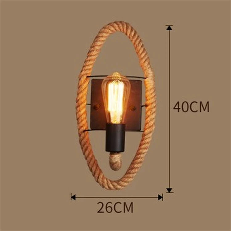 Wandleuchte aus Hanfseil im industriell-retro Vintage-Stil