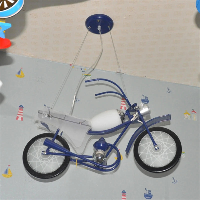 lustre led créatif nordique pour chambre d'enfants en acrylique moto - vue 6 sur 9