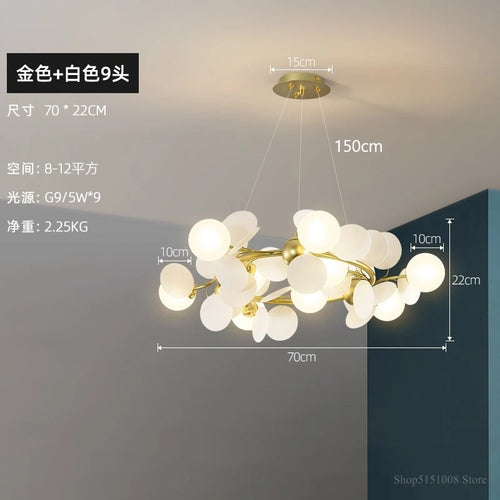 LED-Pendelleuchte im nordischen Design mit dekorativen Blumen aus Acryl - vue 10 sur 24