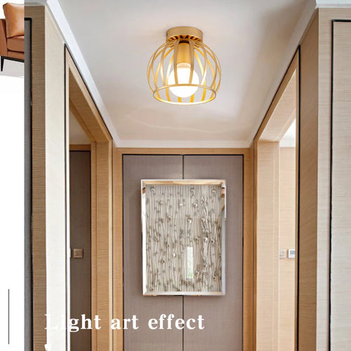 Retro Deckenleuchte Gold Metall LED für Balkon und Flur - vue 3 sur 10