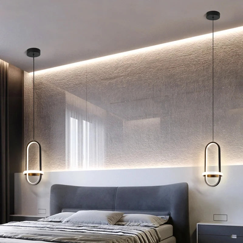 suspension moderne en or led décorative d'intérieur - vue 5 sur 8