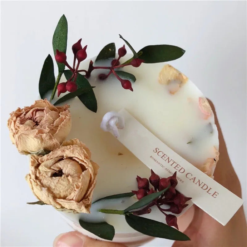 bougies parfumées romantiques aux fleurs séchées pour intérieur - vue 6 sur 11