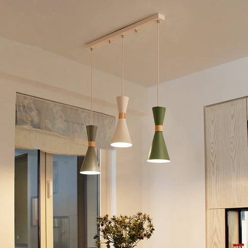 Moderne Pendelleuchte aus Holz kreative Macaron