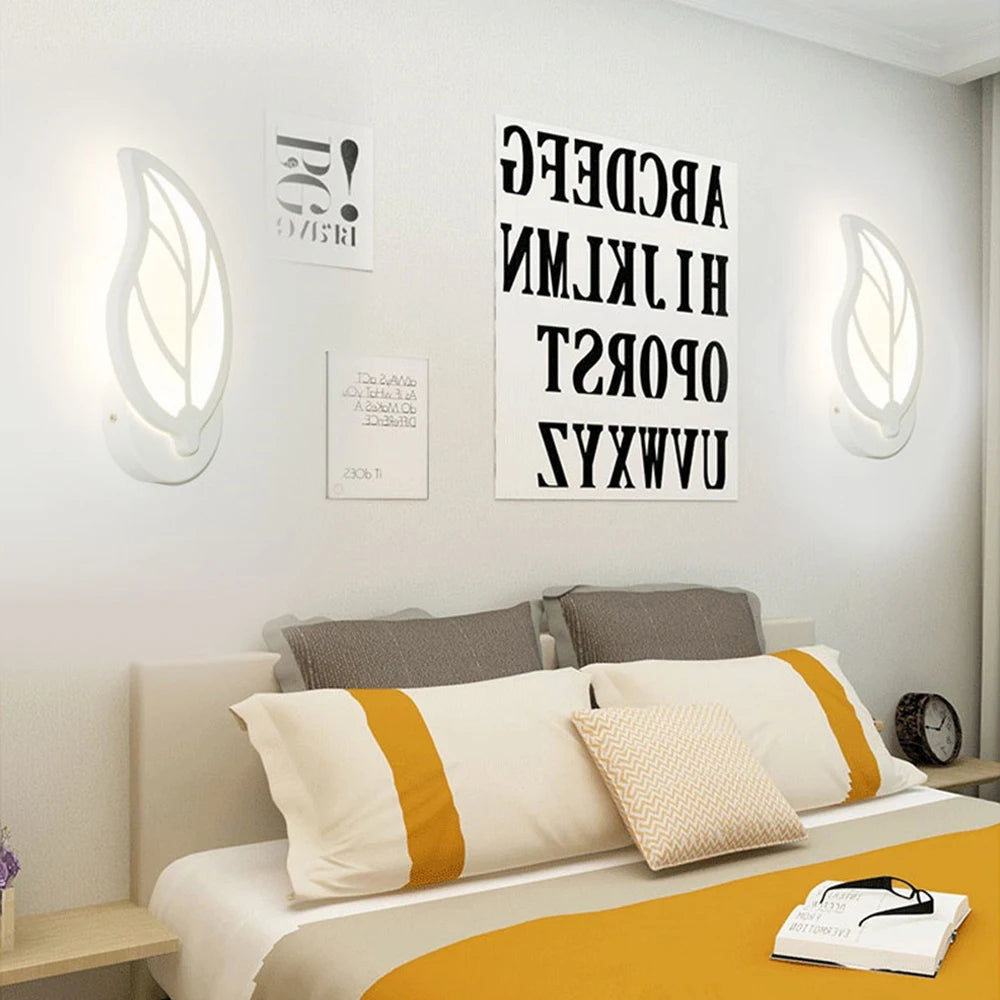 applique murale led créative en acrylique avec feuilles - vue 4 sur 8
