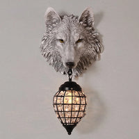 applique murale vintage en résine loup avec lumière led