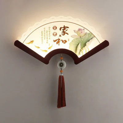 applique murale en bois éventail style rétro japonais à LED - vue 12 sur 18