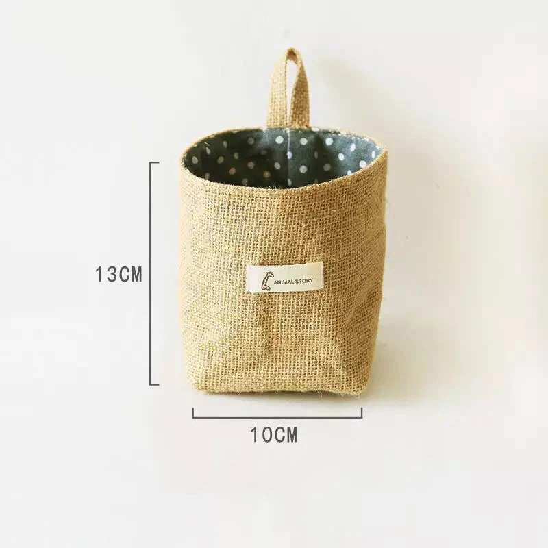 panier de rangement en jute coton et lin avec poignée - vue 10 sur 9