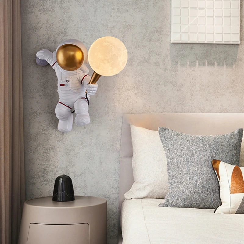 applique murale Nordique LED personnalité astronaute lune chambre d'enfant cuisine salle à manger chambre bureau balcon allée - vue 3 sur 9