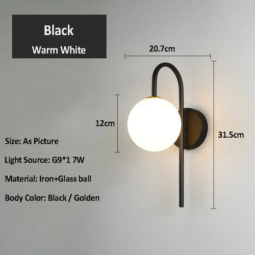 applique led boule de verre de luxe pour hôtel bar