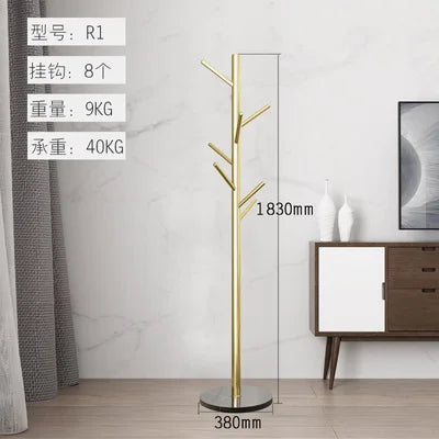 Stainless Steel Simple Modern Coat Rack, Nordic Light Luxury Hanger, Floor-Standing Bedroom Marble Hanger - vue 6 sur 11