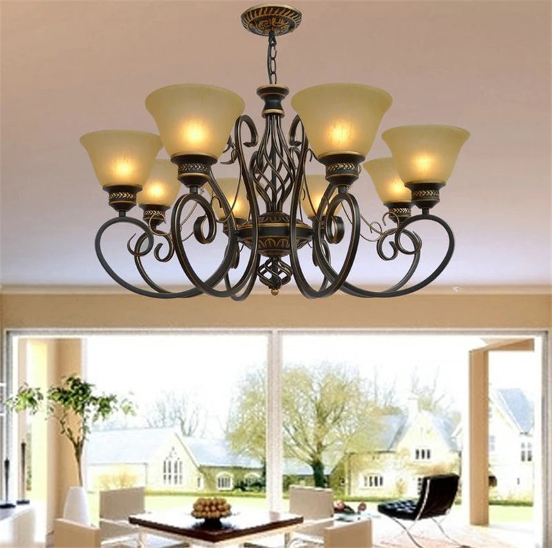 lustre vintage en fer forgé style européen éclairage rétro