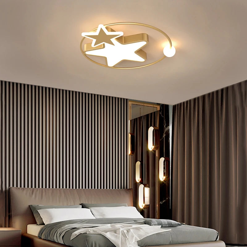 plafonnier led en forme d'étoile dorée créatif nordique