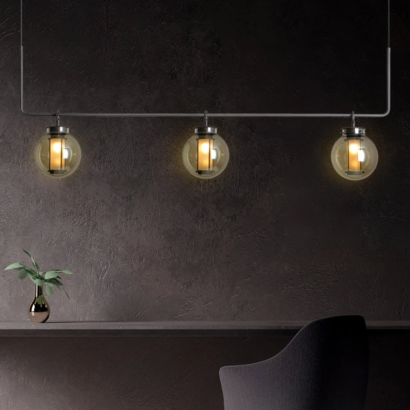 lustre design postmoderne en verre et métal éclairage nordique décoratif - vue 3 sur 9