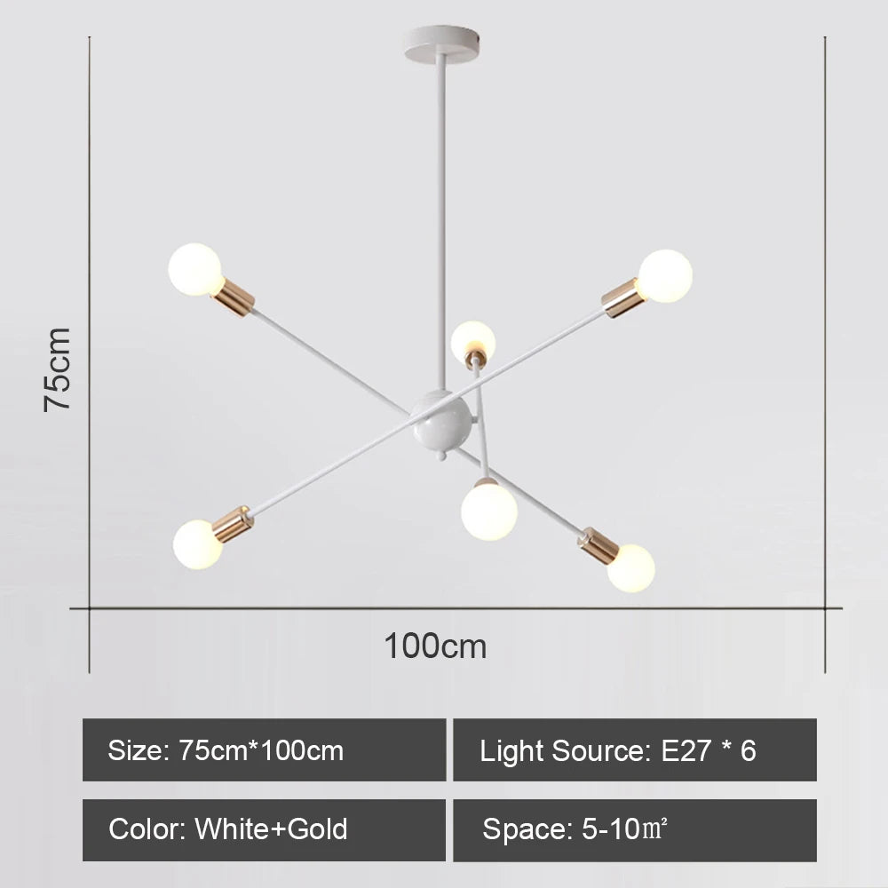 Moderner LED-Kronleuchter im industriellen Sputnik-Design für kreatives Wohnambiente - vue 8 sur 16