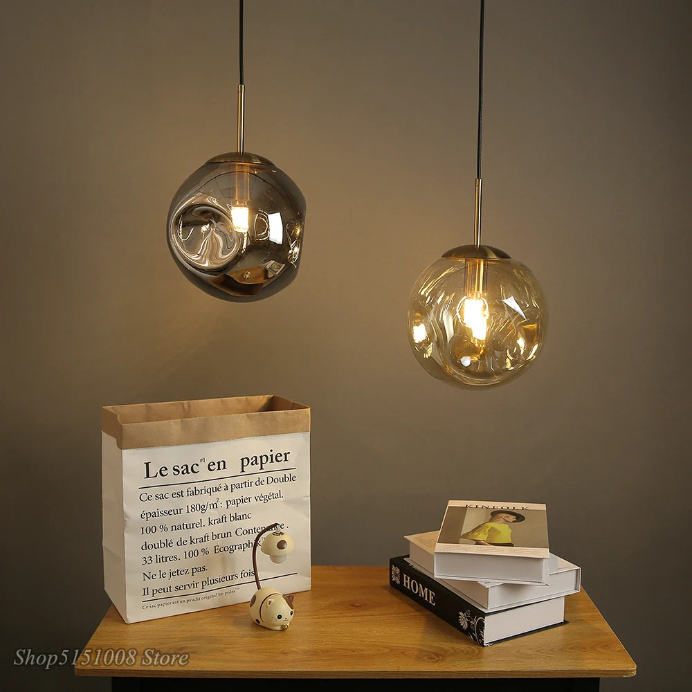 lampe suspendue design nordique boule de verre pour loft bar maison - vue 2 sur 9